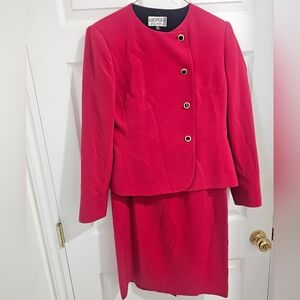 Kasper Bold Red Women's Suit - 2 Pieces Set Jacket&Skirt